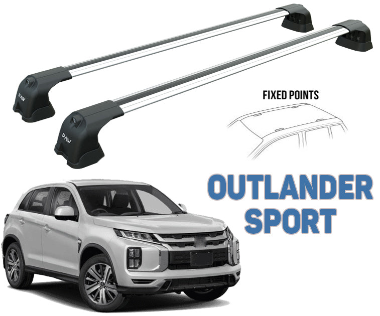 For Mitsubishi Outlander Sport 2022-Up Roof Rack System Carrier Cross Bars Aluminum Lockable High Quality of Metal Bracket Silver