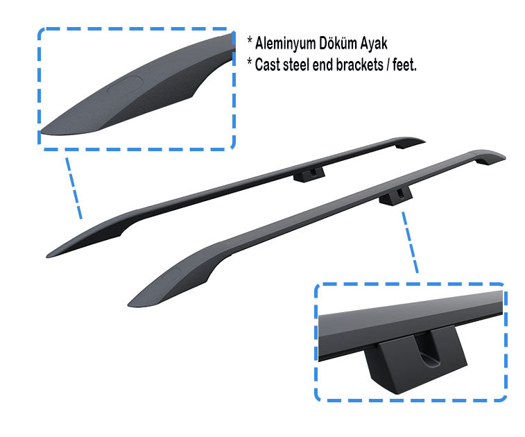 Fiat Doblo Uzun Aleminyum Tavan Çıtası ve Ara Atkısı Plus Set Siyah 2022- Sonrası - 0