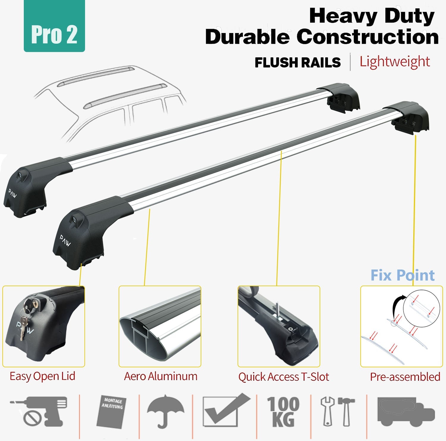 For Mitsubishi Eclipse 2018-Up Roof Rack System Carrier Cross Bars Aluminum Lockable High Quality of Metal Bracket Silver - 0