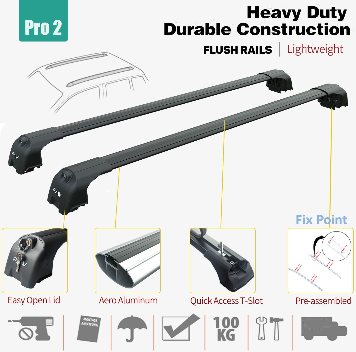 For Mitsubishi Eclipse Cross 2018-Up Roof Rack System Carrier Cross Bars Aluminum Lockable High Quality of Metal Bracket Black - 0