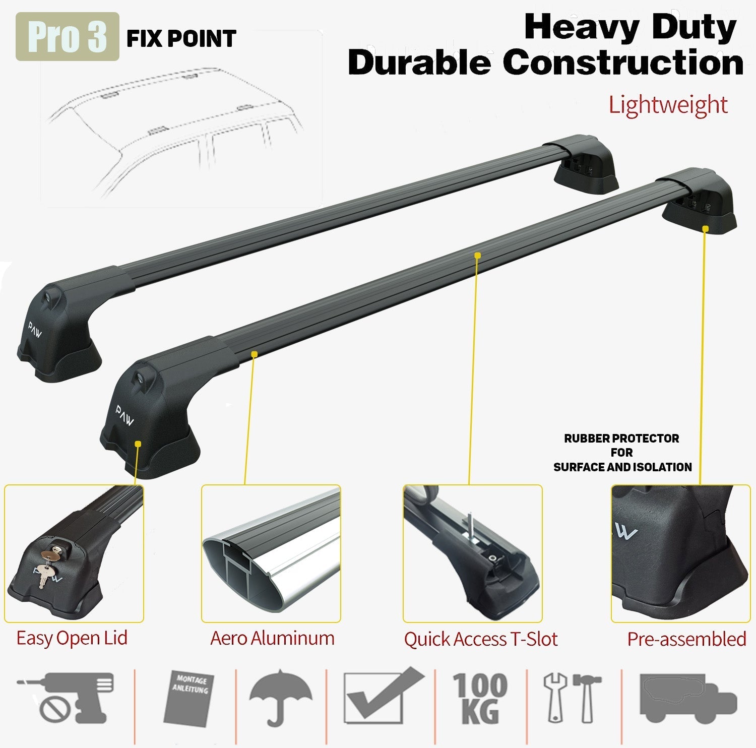 For Mazda CX-9 (TB) 2016-Up Roof Rack System Carrier Cross Bars Aluminum Lockable High Quality of Metal Bracket Black-2