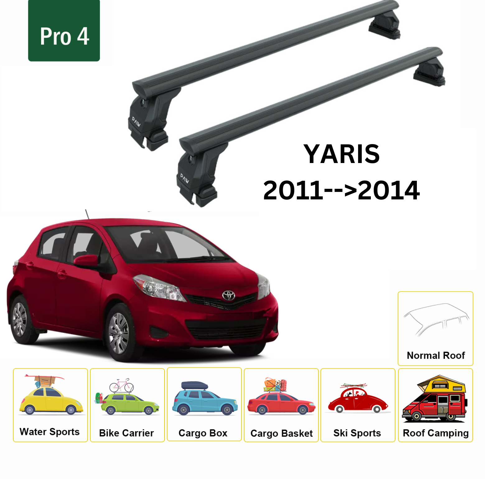 Toyota Verso 2013--> Oluksuz Ara Atkısı Tavan Taşıma Sistemleri Pro 4 Siyah-4