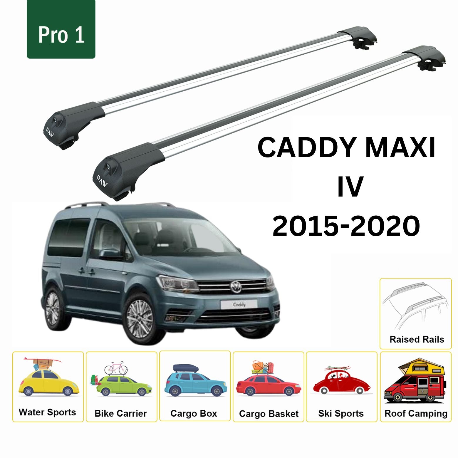 Volkswagen Caddy IV Maxi 2015-2020 Tavan Ara Atkısı Tavan Sistemleri Paw Pro 1 Gri