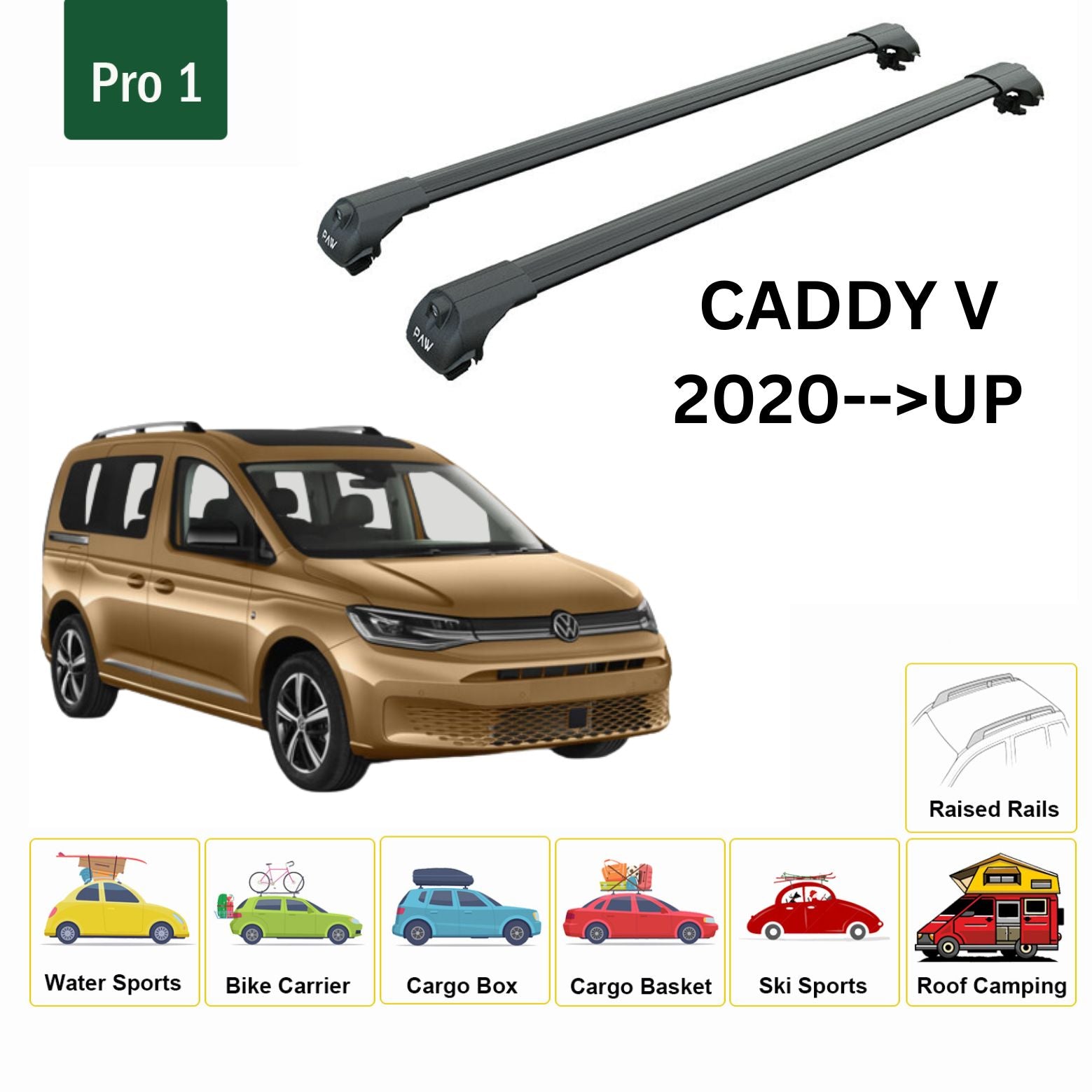 Volkswagen Caddy V Tavan Ara Atkısı Tavan Sistemleri Paw Pro 1 Siyah 2021- Sonrası