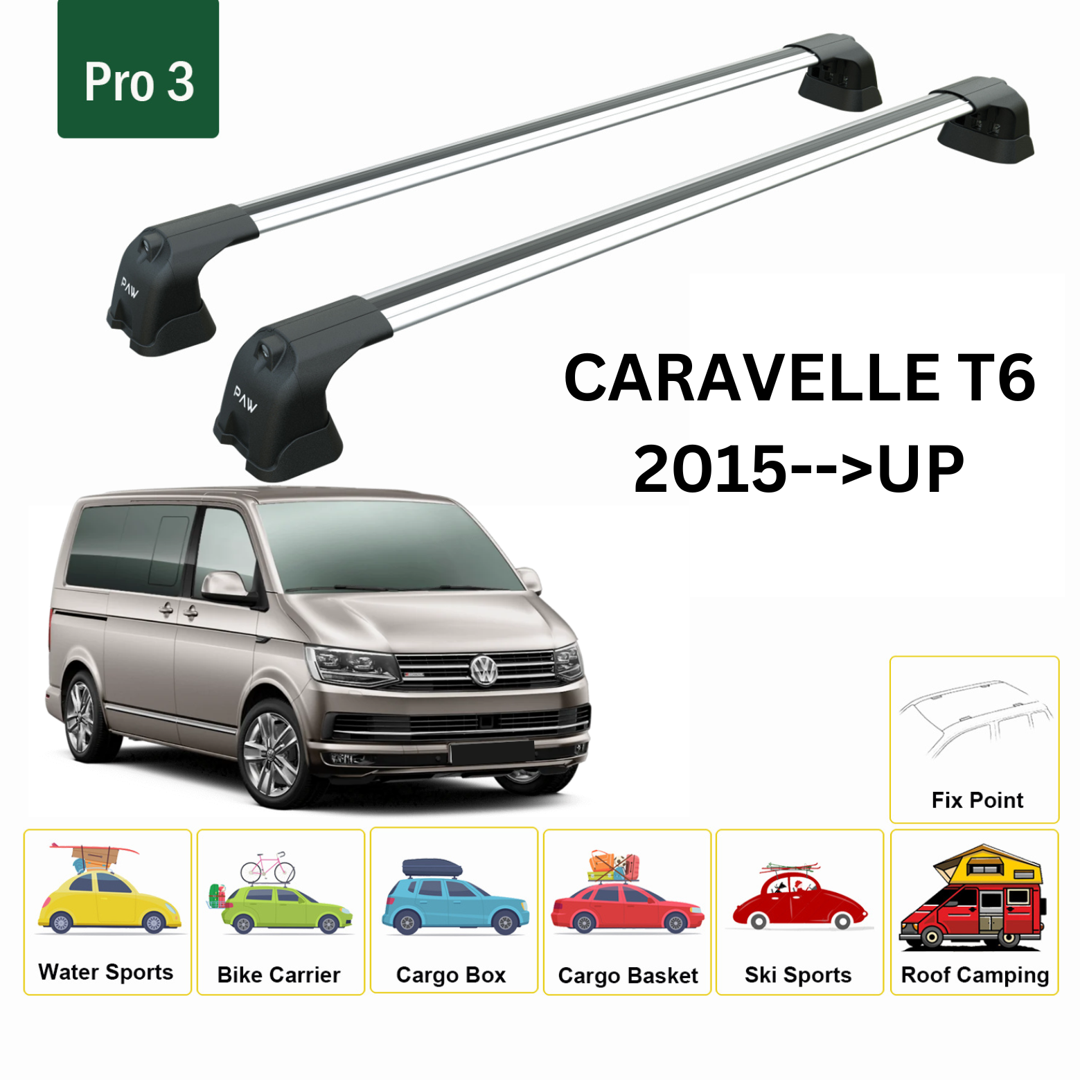 Caravelle T6 2015- Up  Tavan Ara Atkısı Tavan Sistemleri Paw Pro 3 Gri-2