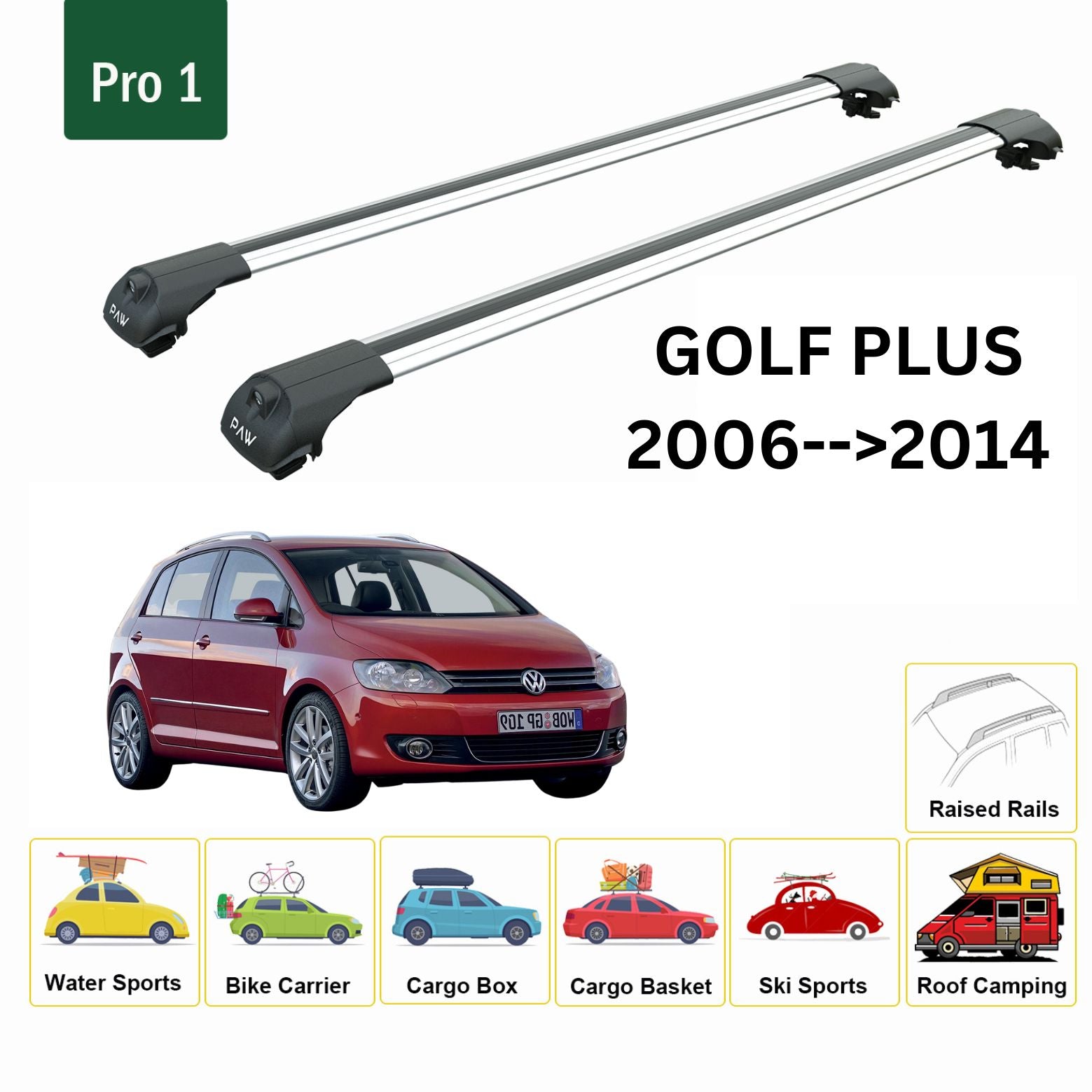 Volkswagen Golf Plus 2009-2014 Tavan Ara Atkısı Tavan Sistemleri Paw Pro 1 Gri-1