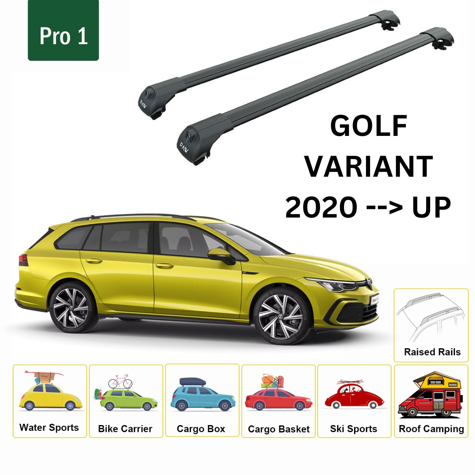 Volkswagen Golf Variant 2020- Sonrası Tavan Ara Atkısı Tavan Sistemleri Paw Pro 1 Siyah-1