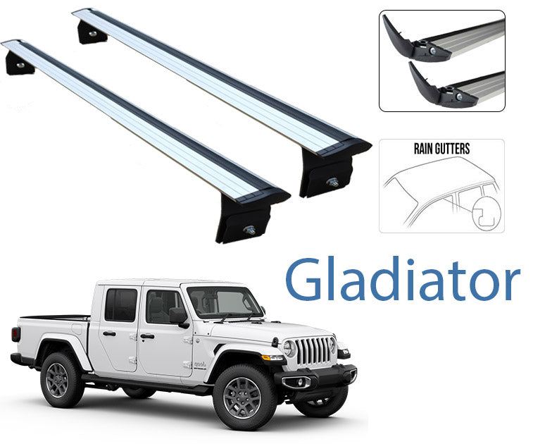 Jeep Gladiator JT 2020- Sonrası Aleminium Tavan Taşıyıcı Ara Atkısı Sistemleri, Rain Gutter Gri-2