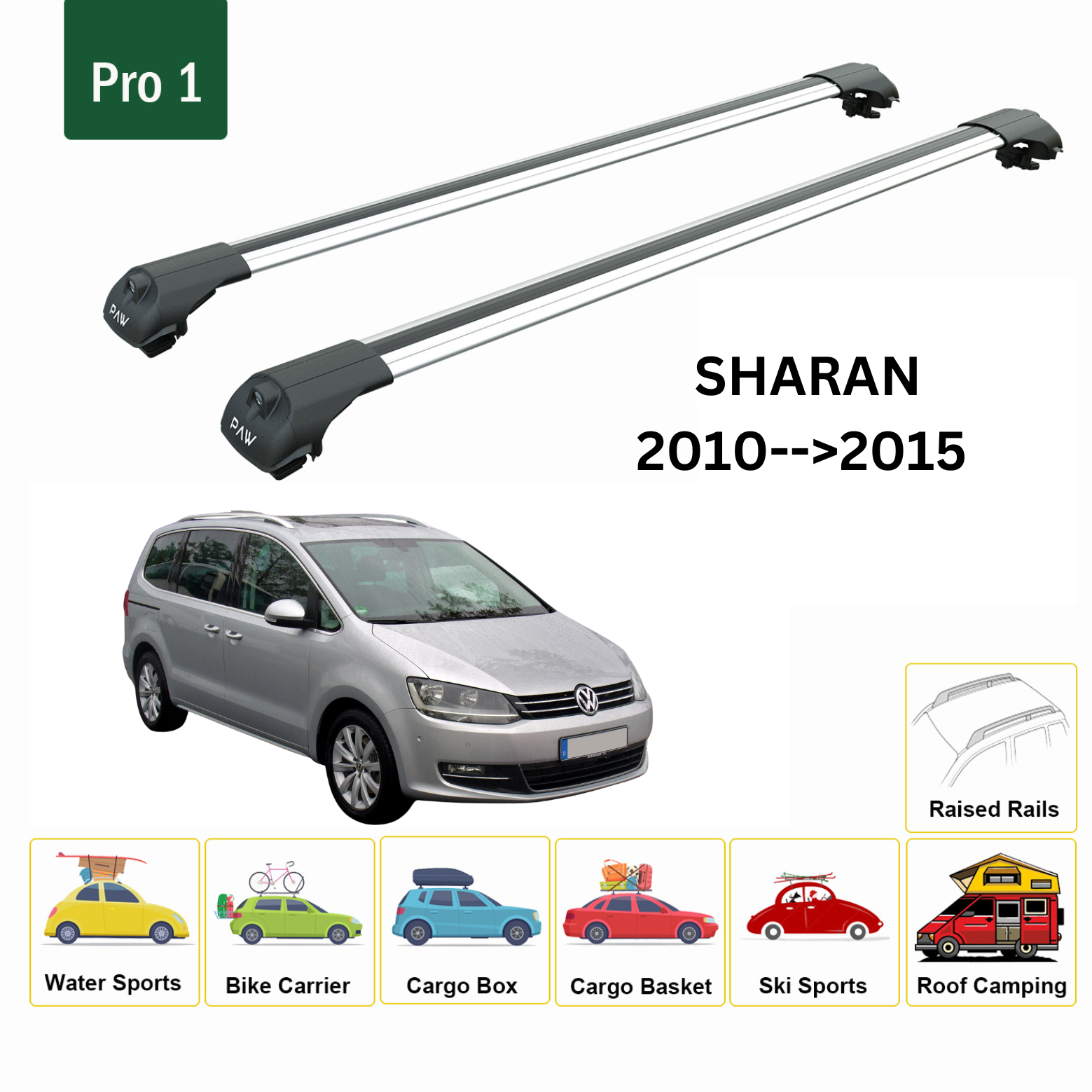 Volkswagen Sharan 2010-2015 Tavan Ara Atkısı Tavan Sistemleri Paw Pro 1 Gri