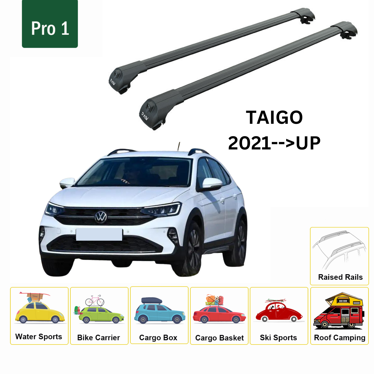 Volkswagen Taigo 2021- Sonrası Tavan Ara Atkısı Tavan Sistemleri Paw Pro 1 Siyah