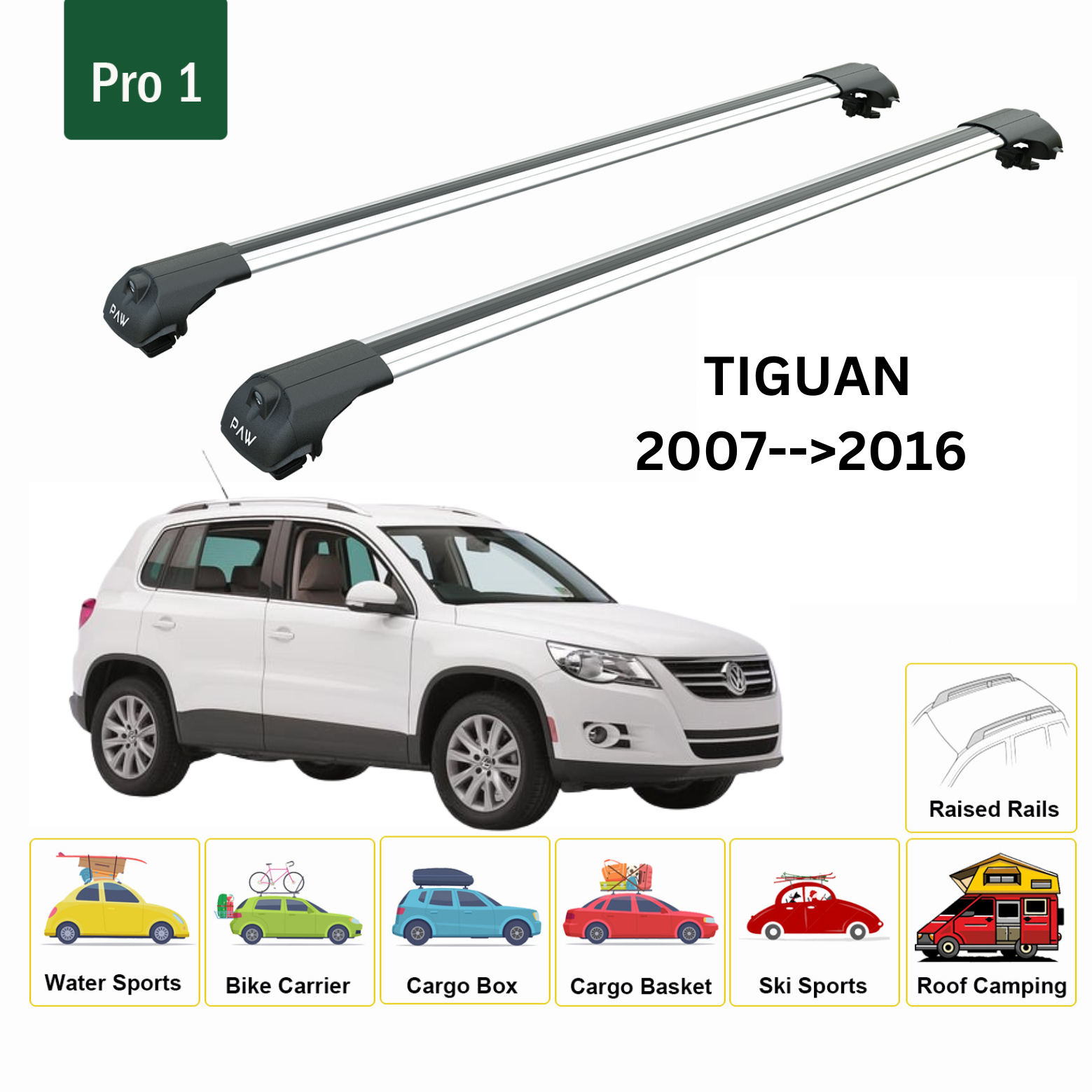 Volkswagen Tiguan Tavan Ara Atkısı Tavan Sistemleri Paw Pro 2 Gri 2007-2016