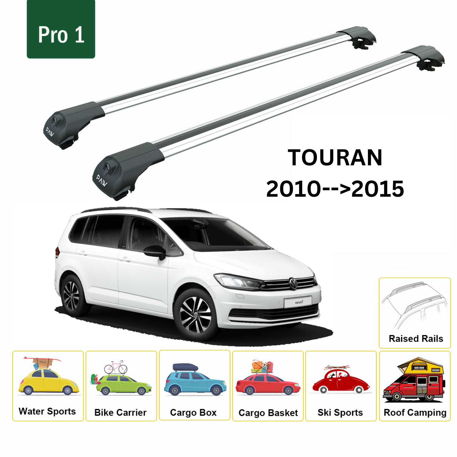 Volkswagen Touran 2010-2015 Tavan Ara Atkısı Tavan Sistemleri Paw Pro 1 Gri-2