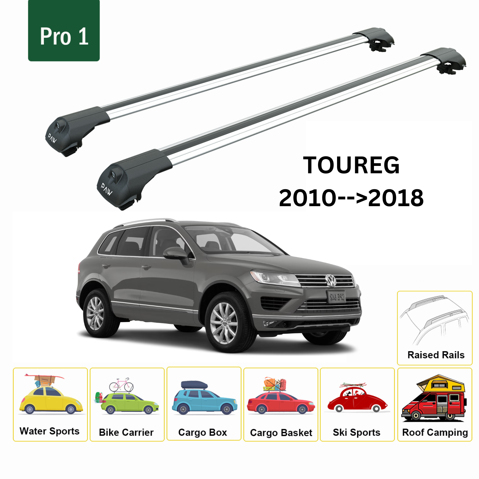 Volkswagen Toureg 2010-2018 Tavan Ara Atkısı Tavan Sistemleri Paw Pro 1 Gri