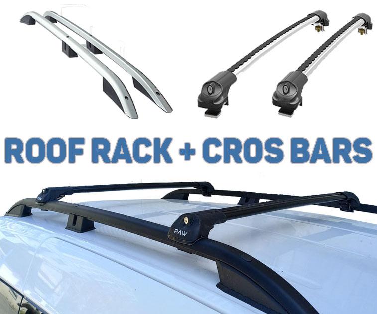Paw Pro Bar Ladder Aluminium Roof Rack And Cross Bars Set, Fits Connect Van Swb 2002-2012 Silver
