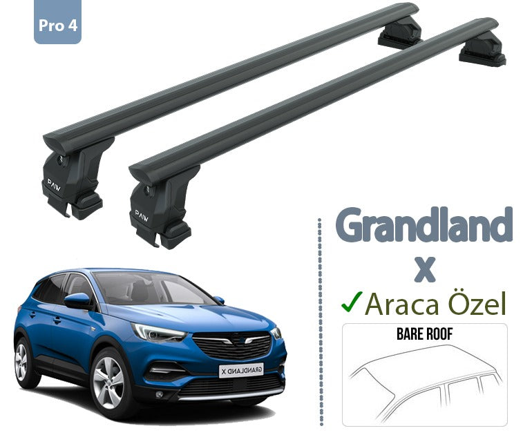 For Vauxhall Grandland X 2017-Up Roof Rack System Carrier Cross Bars Aluminum Lockable High Quality of Metal Bracket Black