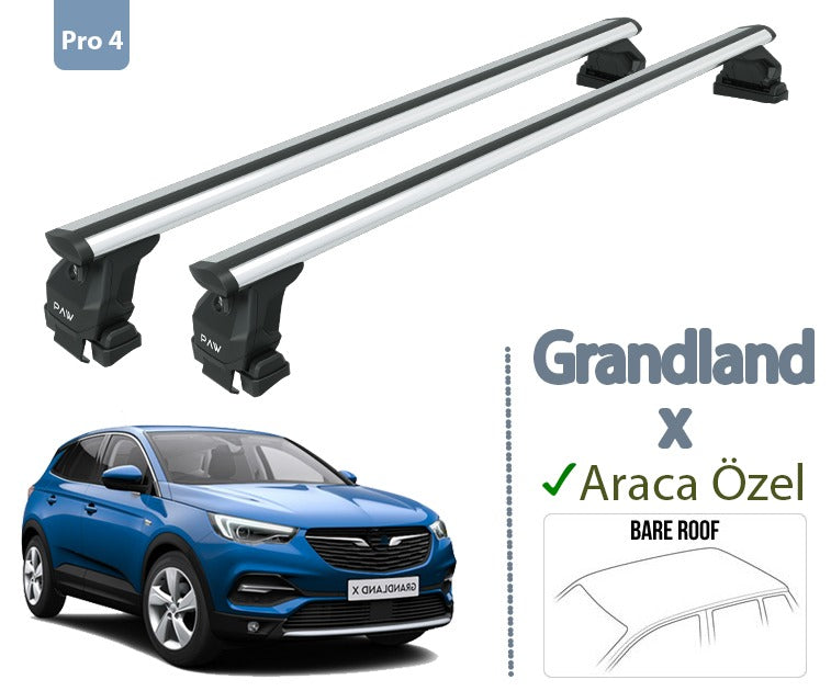 For Vauxhall Grandland X 2017-Up Roof Rack System Carrier Cross Bars Aluminum Lockable High Quality of Metal Bracket Silver