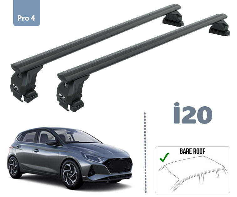 Hyundai i20 2020- Sonrası Ara Atkısı Tavan Taşıyıcı Sistemleri Paw Pro 4 Siyah