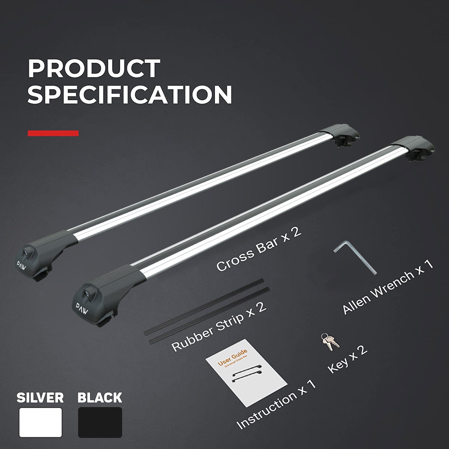 For Suzuki Escudo 2015-Up Roof Rack System Carrier Cross Bars Aluminum Lockable High Quality of Metal Bracket Silver-3