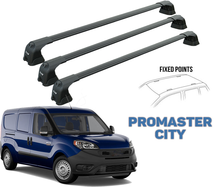for Ram ProMaster City Roof Rack Cross Bars Black Color 3 Qty