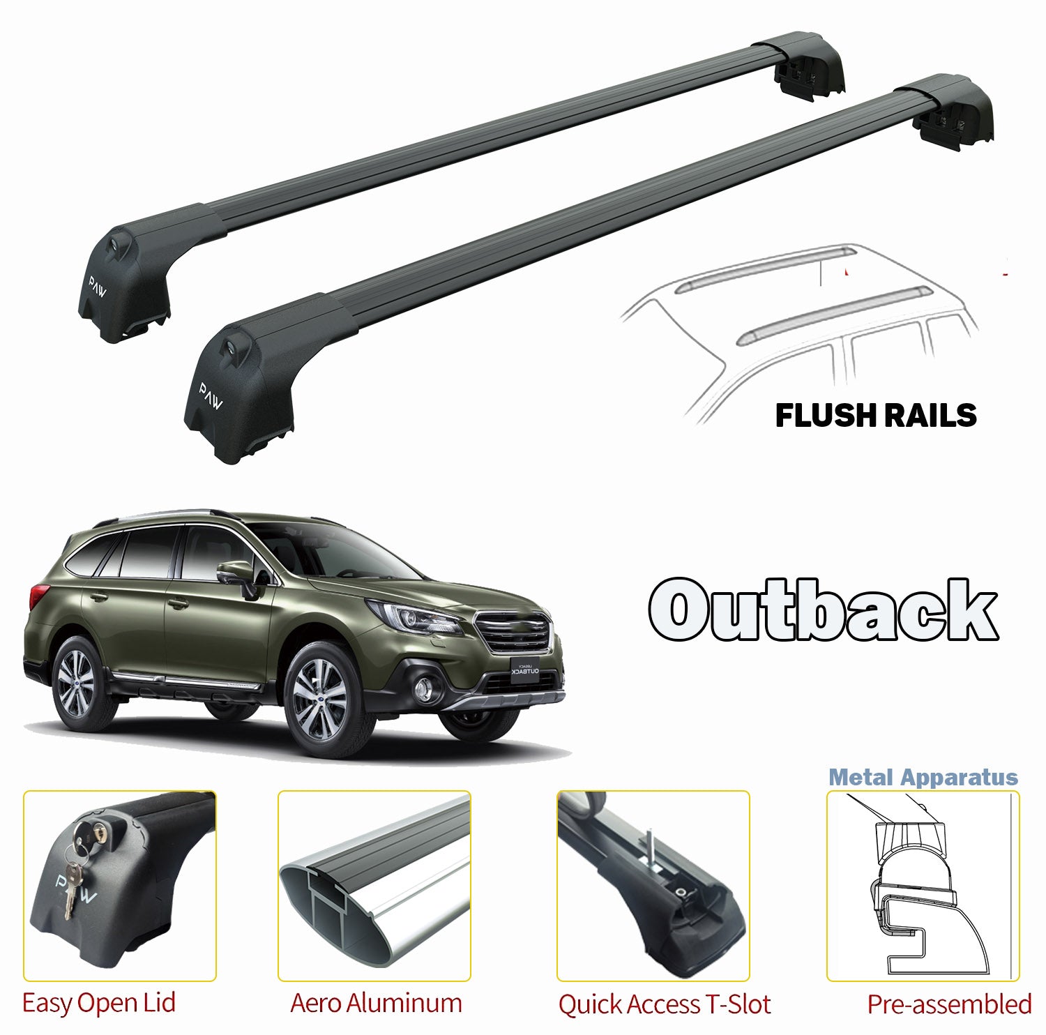 Subaru Outback Tavan Ara Atkısı Tavan Sistemleri Siyah 2014-2020-2