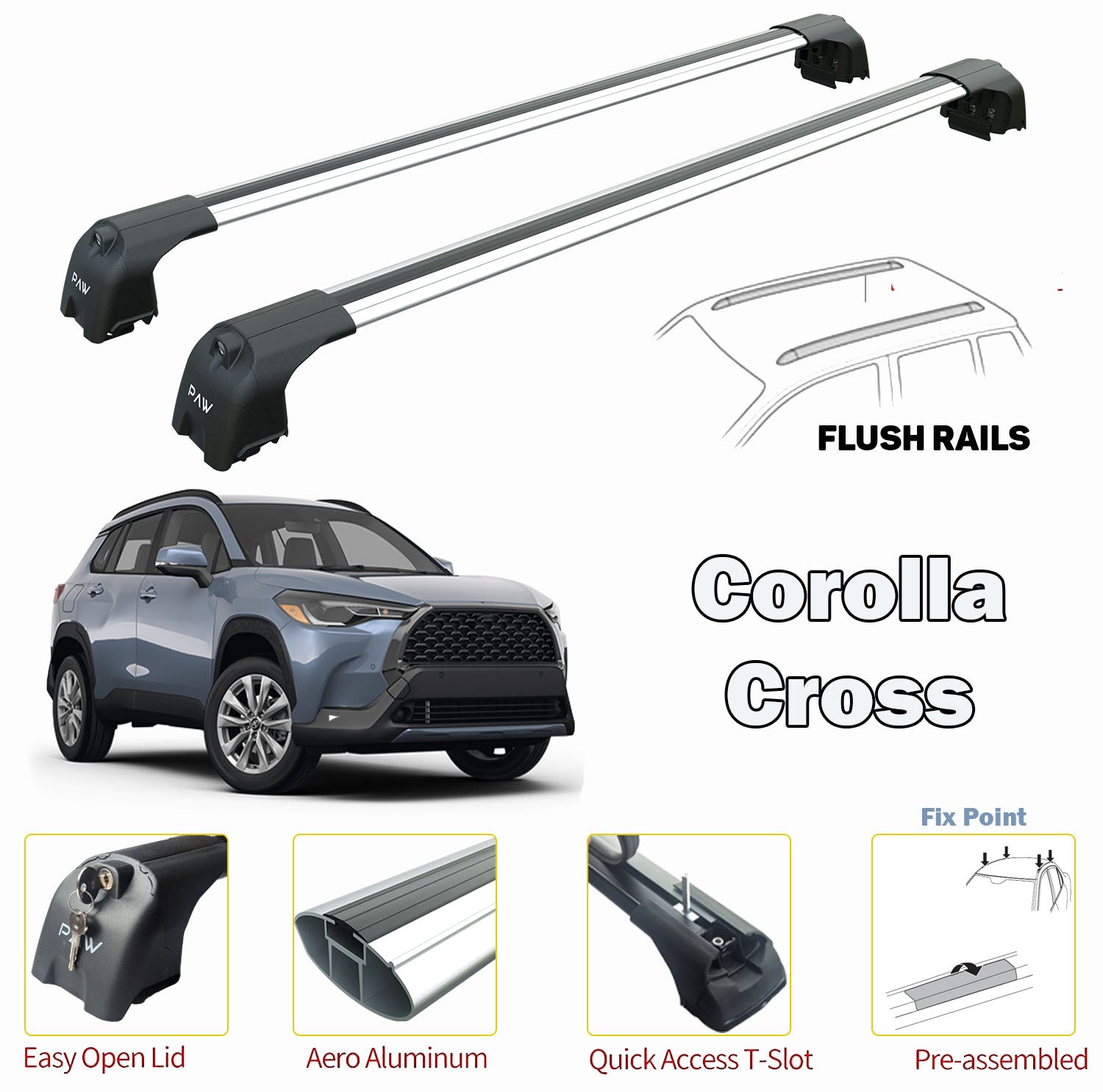 Toyota Corolla Cross Ara Atkısı Tavan Taşıyıcı Sistemleri Gri 2022- Sonrasi