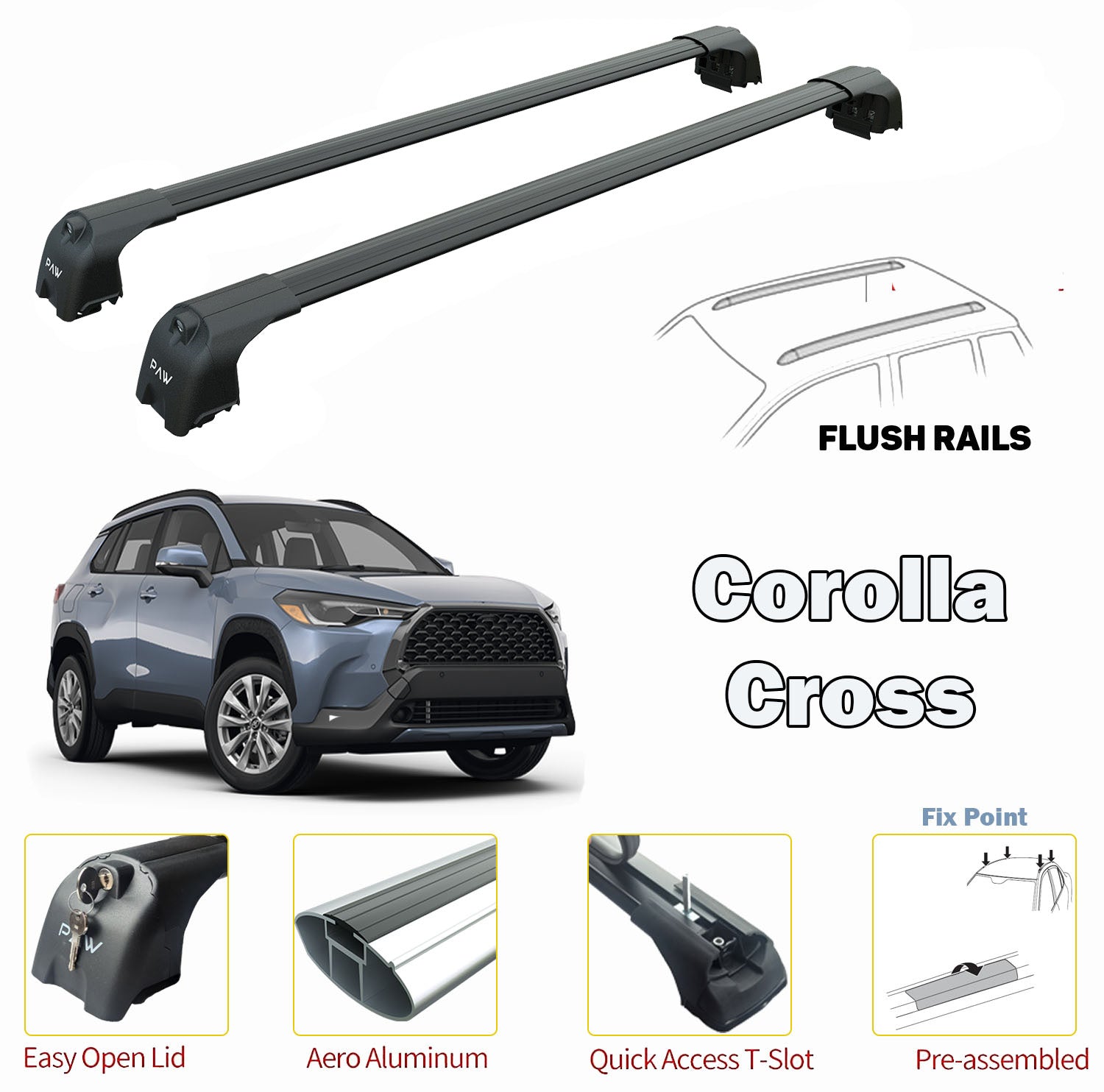 Toyota Corolla Cross Ara Atkısı Tavan Taşıyıcı Sistemleri Siyah 2022- Sonrasi